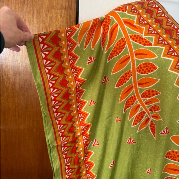 Sante Vibrant Green and Orange Floral V Neckline MuMu Kaftan SKU1102 - Picture 3 of 8